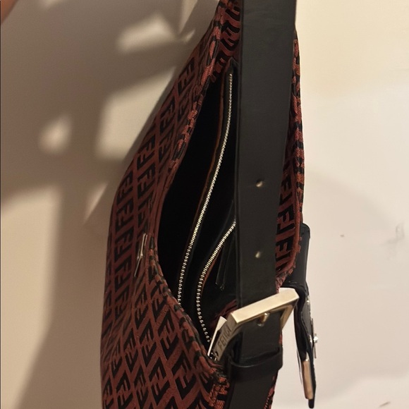 Fendi Zucca Pattern Red and Black Shoulder Bag with FF Monogram - Picture 16 of 16